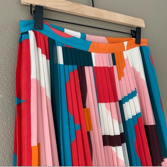 Anthropologie Maeve Auriele pleated midi skirt abstract printed - Picture 3 of 11